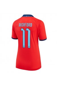 Englanti Marcus Rashford #11 Jalkapallovaatteet Naisten Vieraspaita MM-kisat 2022 Lyhythihainen
